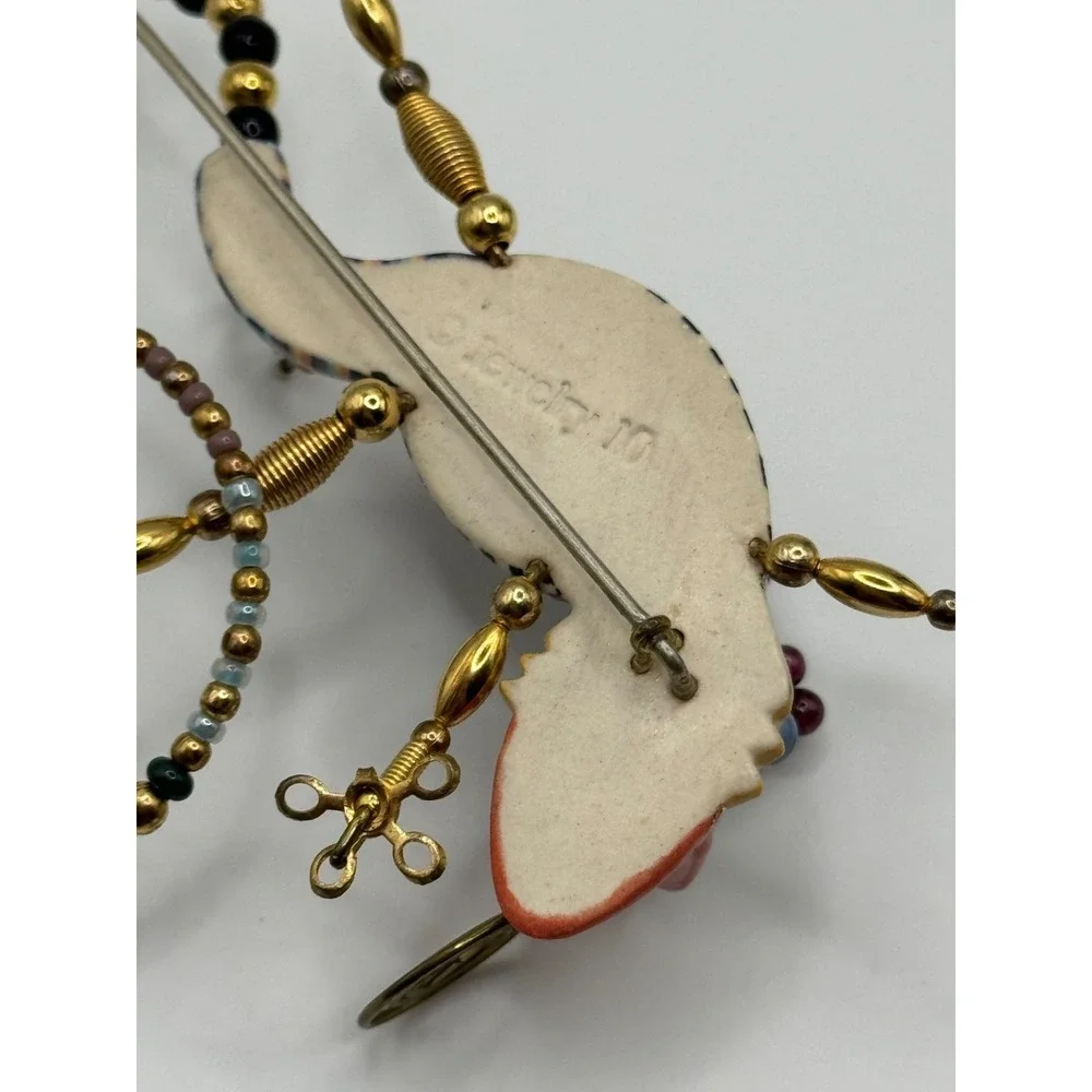 Jewelry 10 Cynthia Chuang Glazed Porcelain Glass Beaded Lizard Pin READ